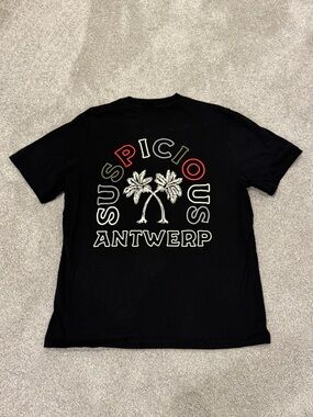 Suspicious Antwerp Shirt Mens size large black Tulum Palm Streetwear EUC